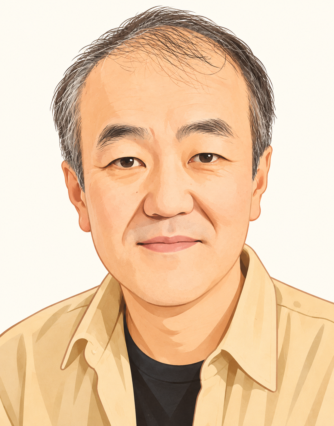 温水洋一さんを描いた当サイト制作の似顔絵
