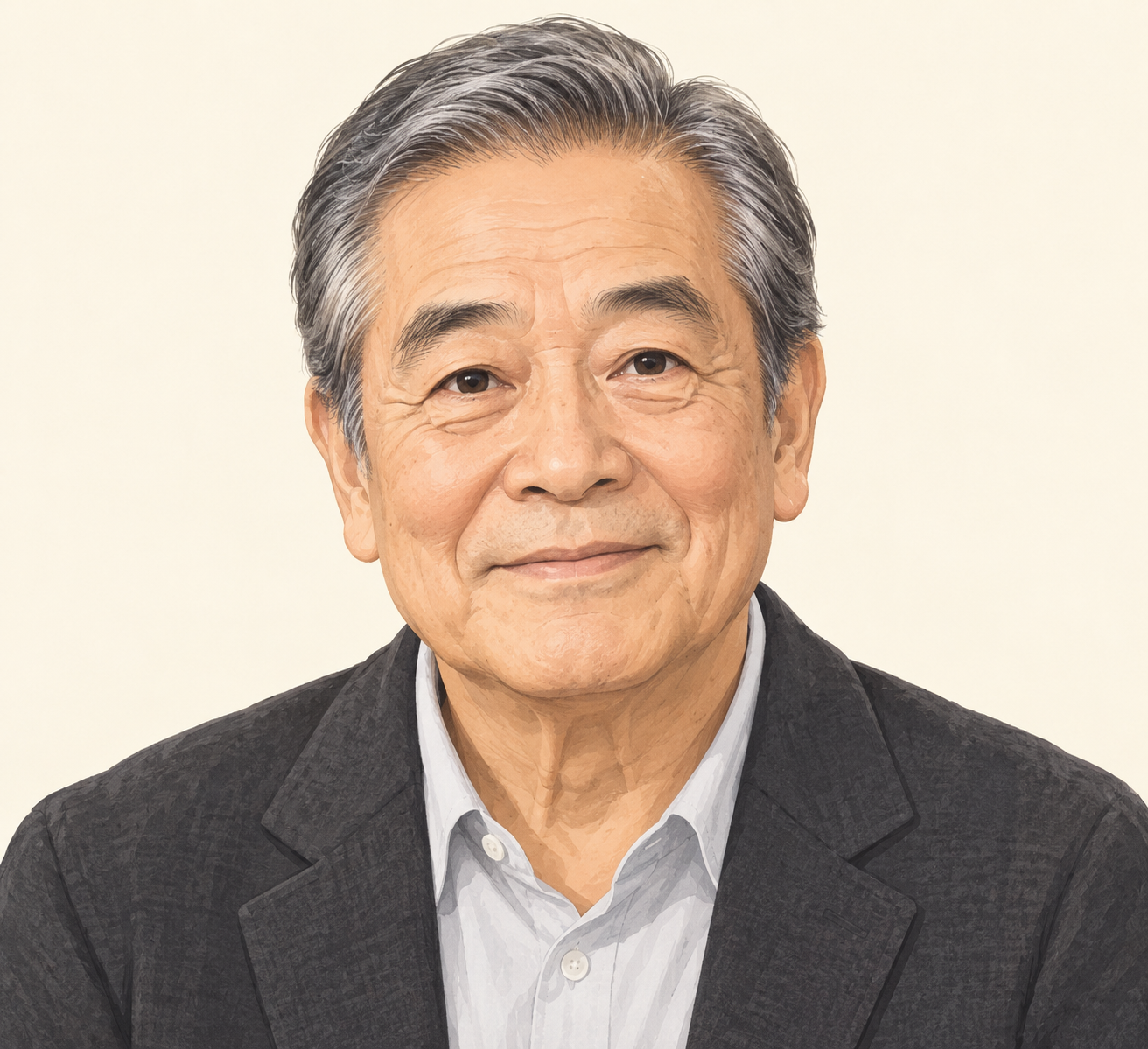 岡本信人さんを描いた当サイト制作の似顔絵