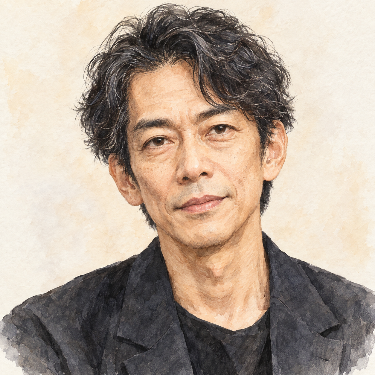 手塚とおるさんを描いた当サイト制作の似顔絵